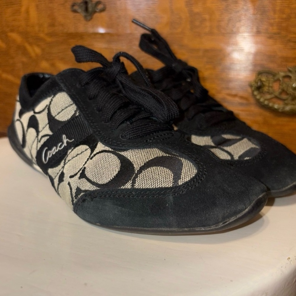 Coach Black and Cream Patterned Sneakers